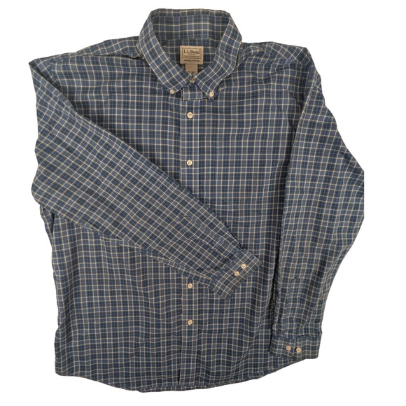 L.L. Bean Other - LL Bean Mens XL Blue Plaid Button Down Shirt‎ Slightly Fitted Cotton 287889